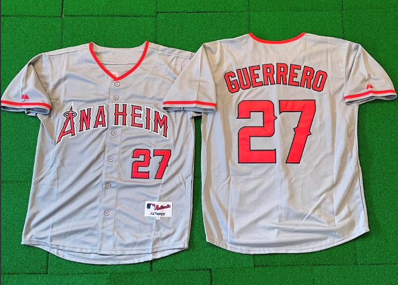 Men's Grey Los Angeles Angels #27 Vladimir Guerrero Stitched Baseball Jersey